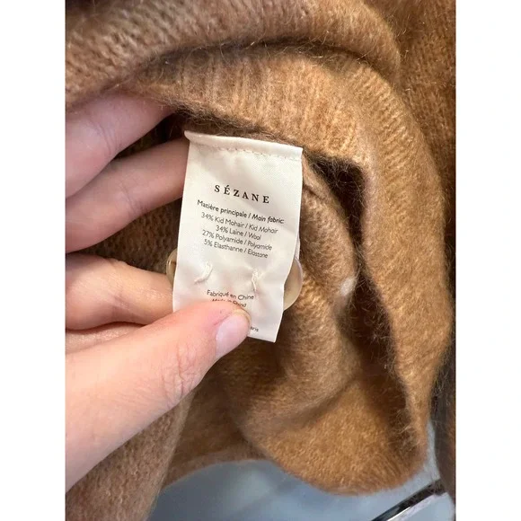 Sézane Paris Mia Button-Front Cardigan Sweater Mohair Wool Large fits XL - Picture 7 of 8